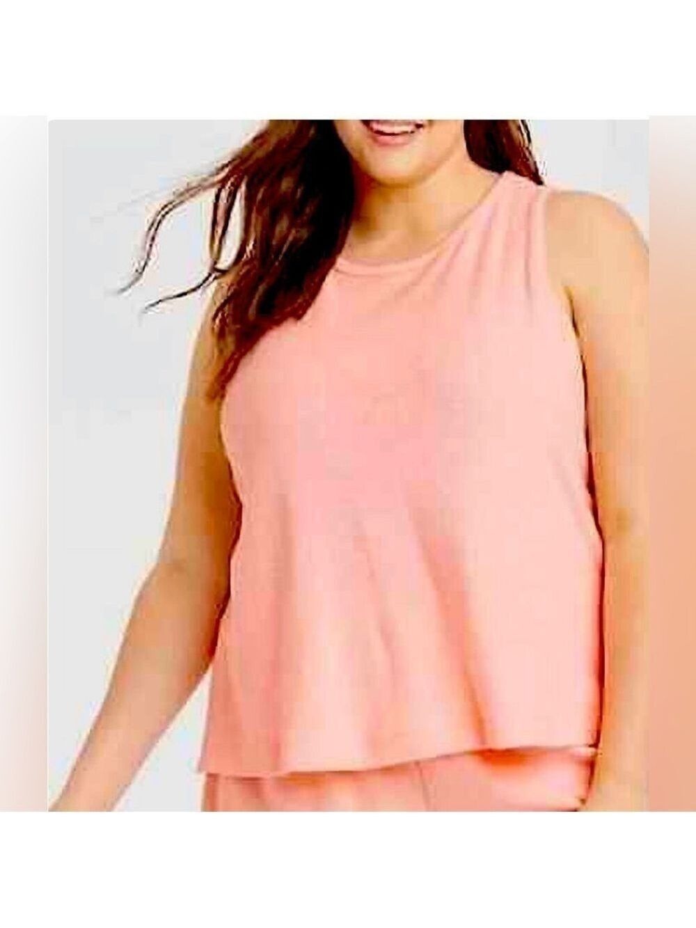 A New Day Women's Sleeveless Crew Neck Casual Terry Tank Top Solid Blush XXL NWT